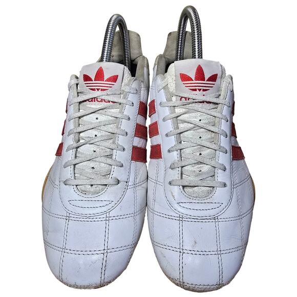 Vintage Adidas Tuscany Goodyear Trefoil Driving Racing Shoes White Red Sz 7 Mens - Picture 5 of 9